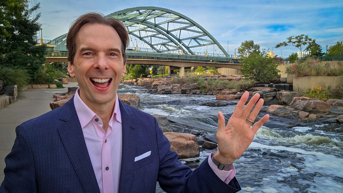 Larry Weaver at Confluence Park in downtown Denver before a corporate presentation.