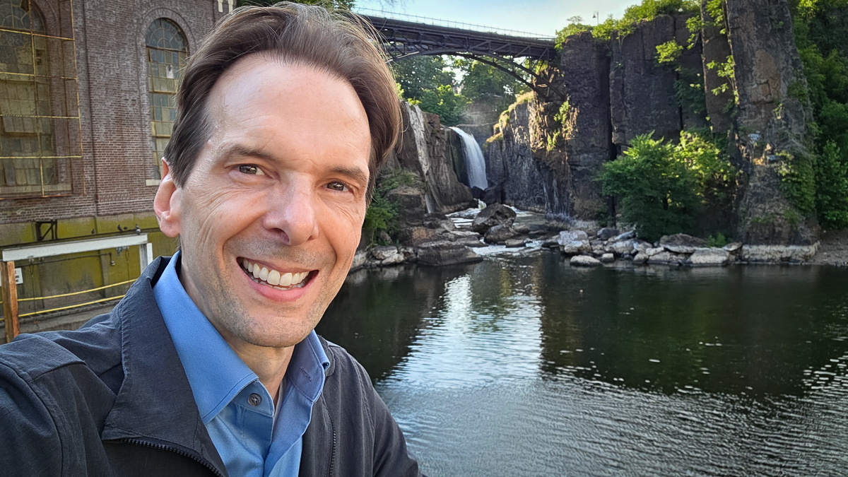 Motivational speaker Larry Weaver at Paterson Great Falls National Historical Park in Paterson, New Jersey