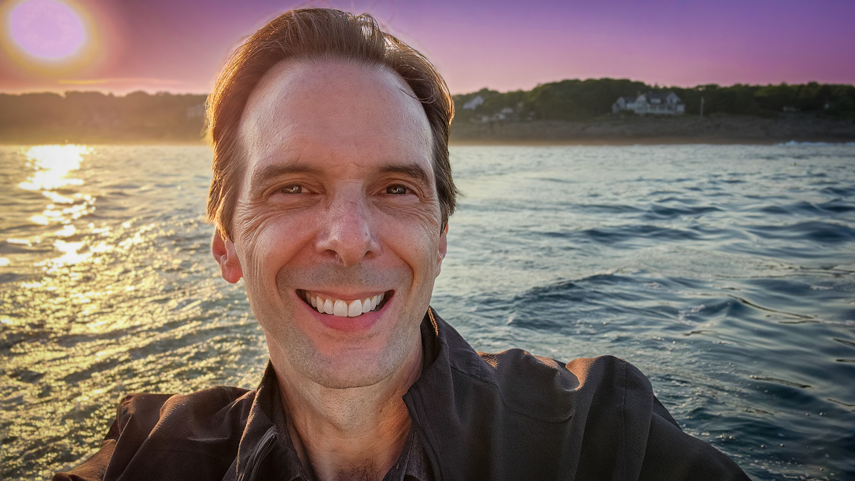 Motivational speaker Larry Weaver aboard a sunset cruise off the coast of Ogunquit, Maine