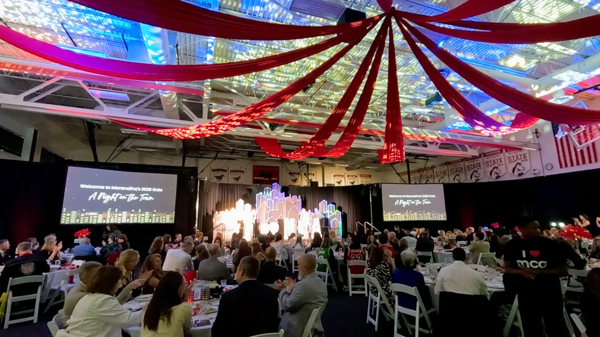 Larry Weaver performing a clean comedy show for a Christian school fundraiser in Brooklyn Park, Minnesota.