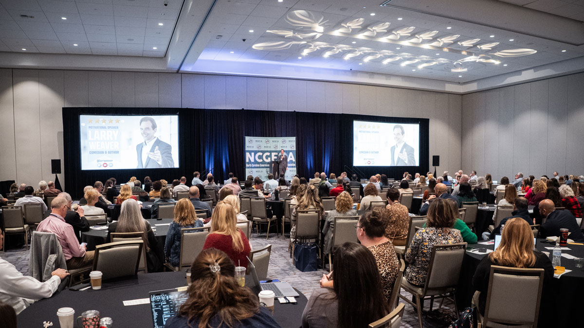 Motivational keynote speaker Larry Weaver presenting for government employees at Harrah’s Cherokee Casino Resort in Cherokee, North Carolina