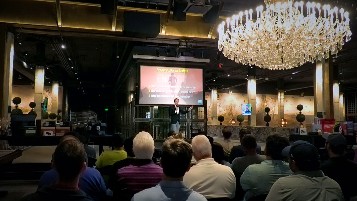 Motivational keynote speaker Larry Weaver presenting at a construction safety event in Atlanta, Georgia